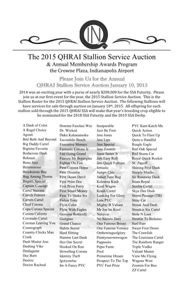 The 2015 QHRAI Stallion Service Auction