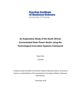 An Exploratory Study of the South African Concentrated Solar Power Sector Using the Technological Innovation Systems Framework