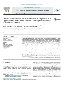 Thrice-Weekly Temocillin Administered After Each Dialysis Session Is Appropriate for the Treatment of Serious Gram-Negative Infections in Haemodialysis Patients