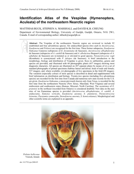 Identification Atlas of the Vespidae of the Northeastern Nearctic Region