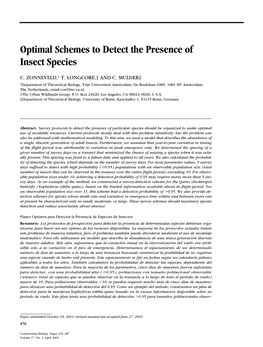 Optimal Schemes to Detect the Presence of Insect Species