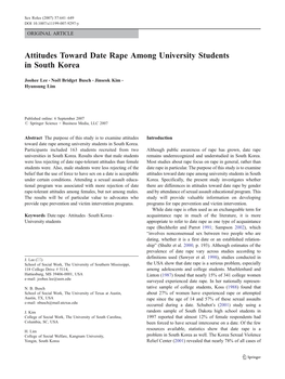 Attitudes Toward Date Rape Among University Students in South Korea