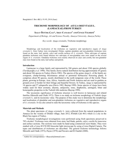 Trichome Morphology of Ajuga Orientalis L