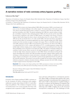 A Narrative Review of Redo Coronary Artery Bypass Grafting