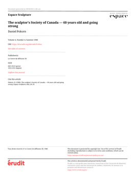 The Sculptor's Society of Canada — 60 Years Old and Going Strong Daniel Pokorn