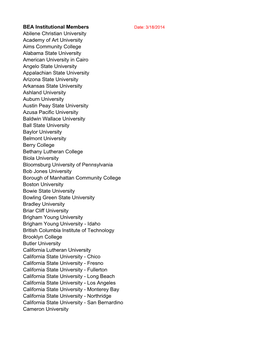 BEA Institutional Members Abilene Christian University Academy of Art University Aims Community College Alabama State University