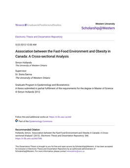 Association Between the Fast-Food Environment and Obesity in Canada: a Cross-Sectional Analysis