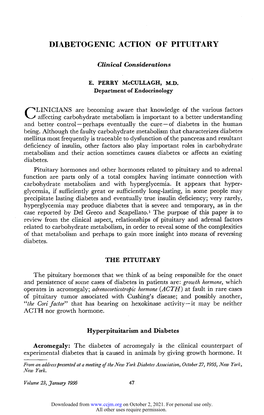 Diabetogenic Action of Pituitary