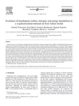 Evolution of Intrahepatic Carbon, Nitrogen, and Energy Metabolism in a D-Galactosamine-Induced Rat Liver Failure Model