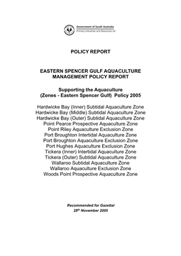 Policy Report Supporting ESG Zone Policy