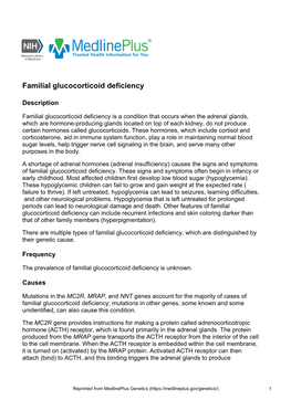 Familial Glucocorticoid Deficiency