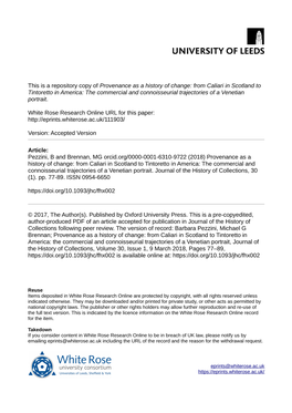 Provenance As a History of Change: from Caliari in Scotland to Tintoretto in America: the Commercial and Connoisseurial Trajectories of a Venetian Portrait