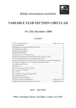 Variable Star Section Circular