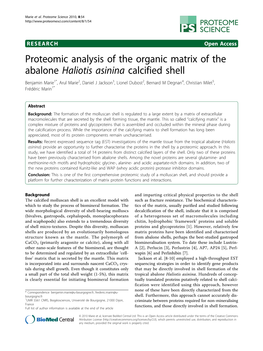 Proteomic Analysis of the Organic Matrix of the Abalone