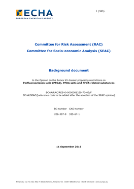 RAC) Committee for Socio-Economic Analysis (SEAC