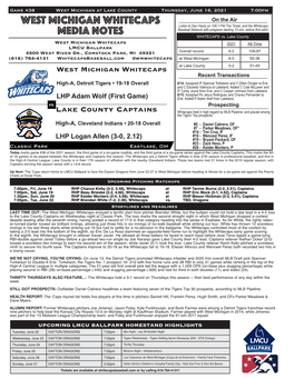 WEST MICHIGAN Whitecaps Media Notes