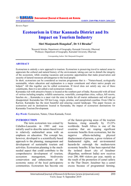 Ecotourism in Uttar Kannada District and Its Impact on Tourism Industry