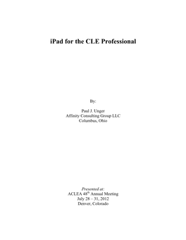 Ipad for the CLE Professional