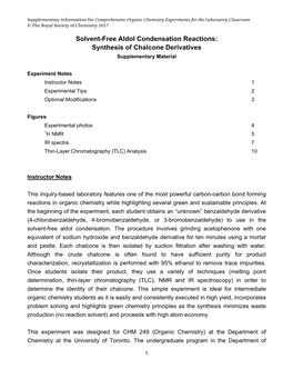 Solvent-Free Aldol Condensation Reactions: Synthesis of Chalcone Derivatives Supplementary Material