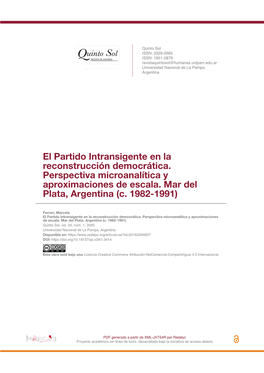 El Partido Intransigente En La Reconstrucción Democrática