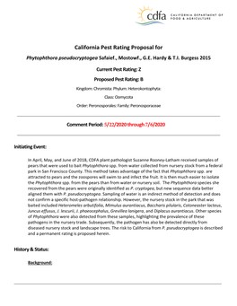 Phytophthora Pseudocryptogea Safaief., Mostowf., G.E