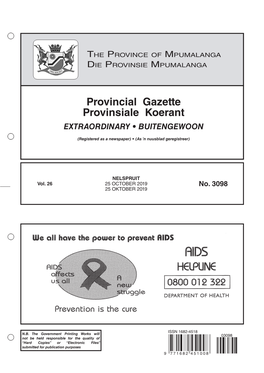 Provincial Gazette Provinsiale Koerant EXTRAORDINARY • BUITENGEWOON