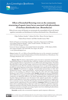 Effects of Bromeliad Flowering Event on the Community Structuring of Aquatic Insect Larvae Associated with Phytotelmata of Aechmea Distichantha Lem