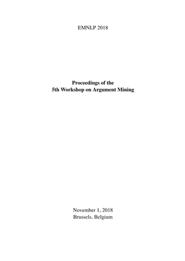 Proceedings of the 5Th Workshop on Argument Mining