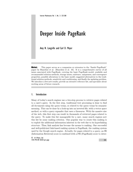 Deeper Inside Pagerank