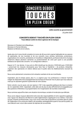 Lettre Ouverte Au Gouvernement 23 Juillet 2020