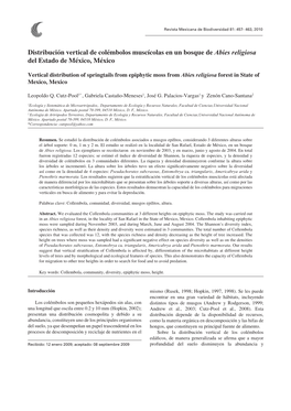 Distribución Vertical De Colémbolos Muscícolas En Un Bosque De Abies Religiosa Del Estado De México, México