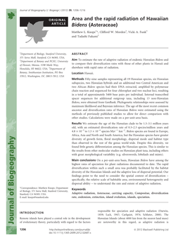 Area and the Rapid Radiation of Hawaiian Bidens (Asteraceae)