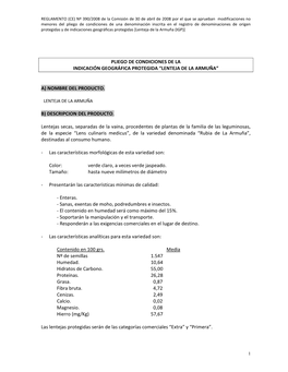 Pliego De Condiciones De La Indicación Geográfica Protegida “Lenteja De La Armuña”