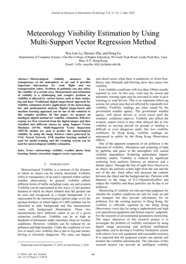 Meteorology Visibility Estimation by Using Multi-Support Vector Regression Method