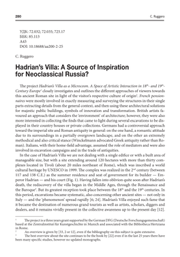 Hadrian's Villa: a Source of Inspiration for Neoclassical Russia?