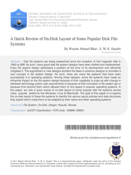 A Quick Review of On-Disk Layout of Some Popular Disk File Systems by Wasim Ahmad Bhat , S