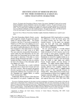 Identification of Missouri Species of the Tribe Desmodieae (Fabaceae) Using Vegetative Characters