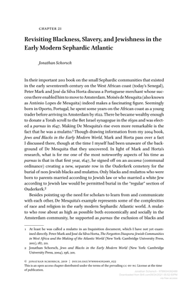 Downloaded from Brill.Com09/24/2021 05:52:50PM Via Free Access Blackness, Slavery, and Jewishness 513 Mulattos If Their Jewishness Was Not Certified