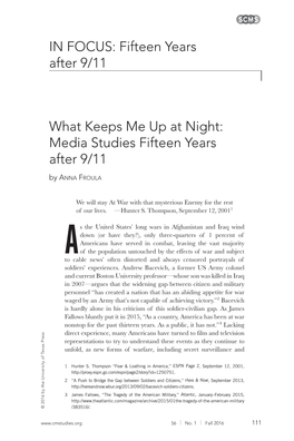 IN FOCUS: Fifteen Years After 9/11 What Keeps Me up at Night: Media