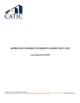 Approved CIC List