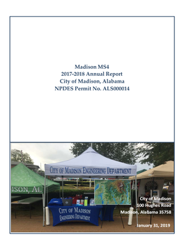 Madison MS4 2017-2018 Annual Report City of Madison, Alabama NPDES Permit No