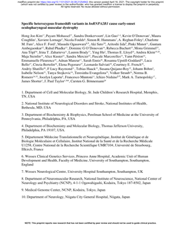 Specific Heterozygous Frameshift Variants in Hnrnpa2b1 Cause Early-Onset Oculopharyngeal Muscular Dystrophy Hong Joo Kim1*,Payam