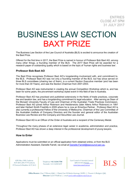Bls Business Law Section Baxt Prize