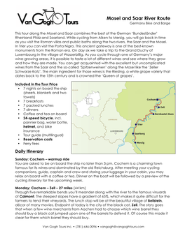 Mosel and Saar River Route Germany Bike and Barge