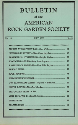 BULLETIN of the AMERICAN ROCK GARDEN SOCIETY