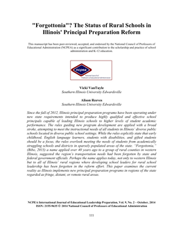 The Status of Rural Schools in Illinois' Principal Preparation Reform