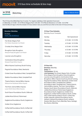 310 Bus Time Schedule & Line Route