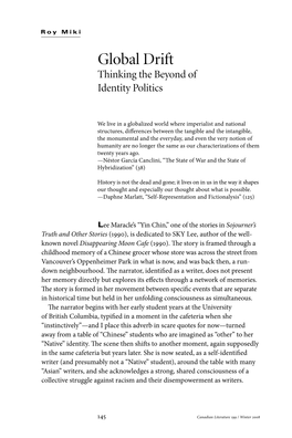 Global Drift Thinking the Beyond of Identity Politics