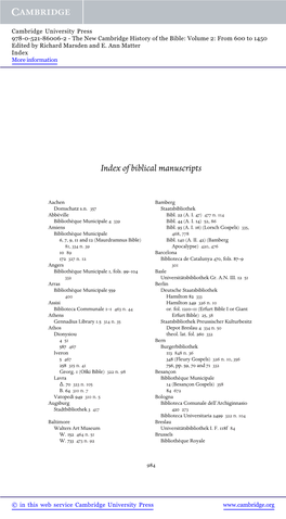 Index of Biblical Manuscripts