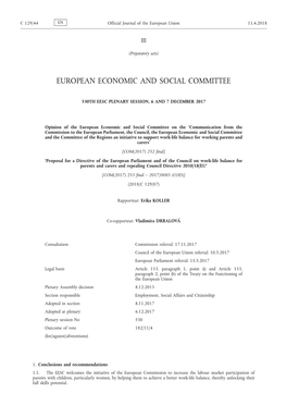 Opinion of the European Economic and Social Committee On